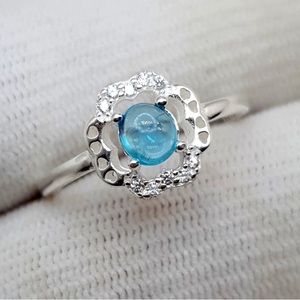 Natural Blue Apatite 925 Silver Ring 11.30 Carats Size 9